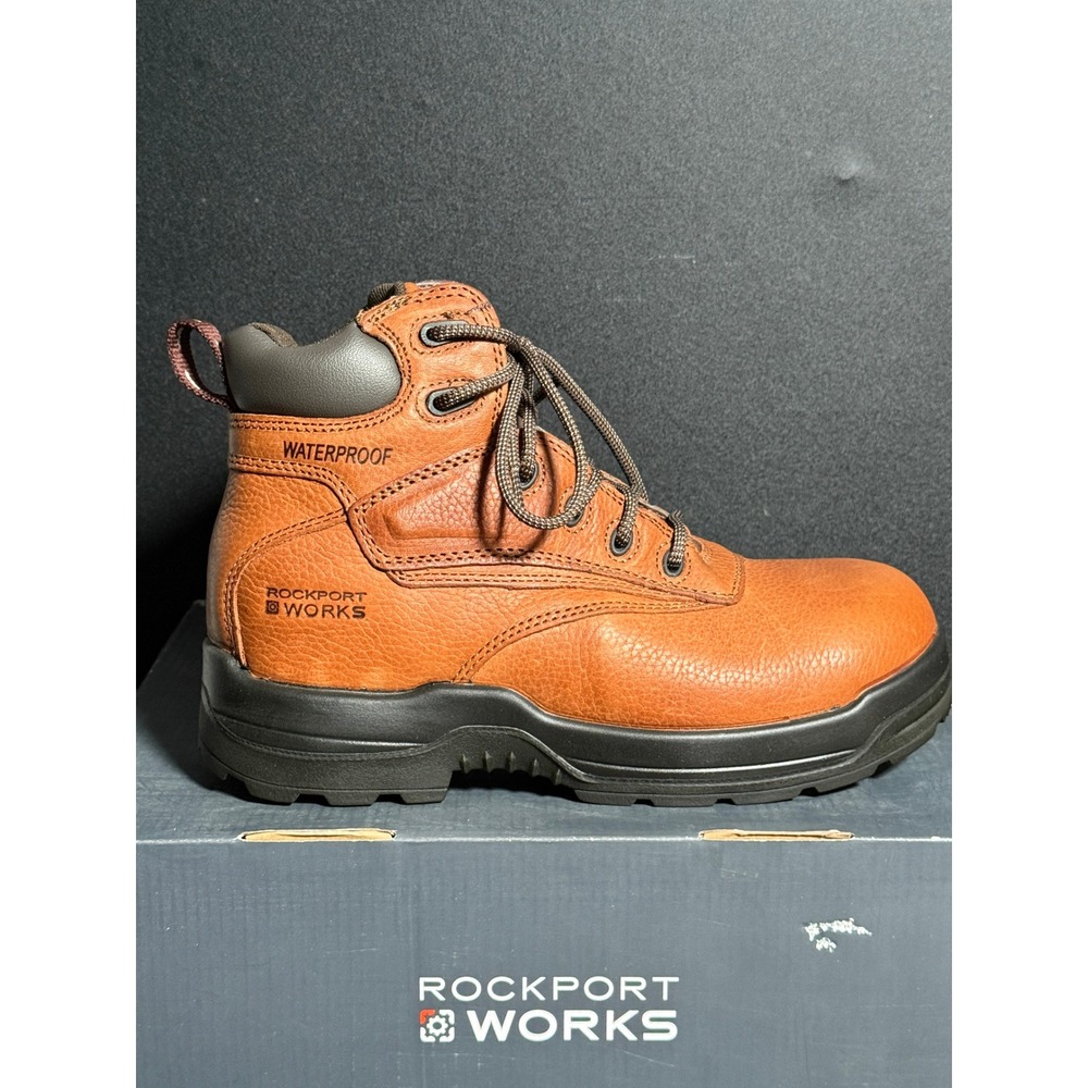 Rockport‎ Works Work Boots More Energy 6" Hiker WP Brown Leather RK6628 Mens 8M